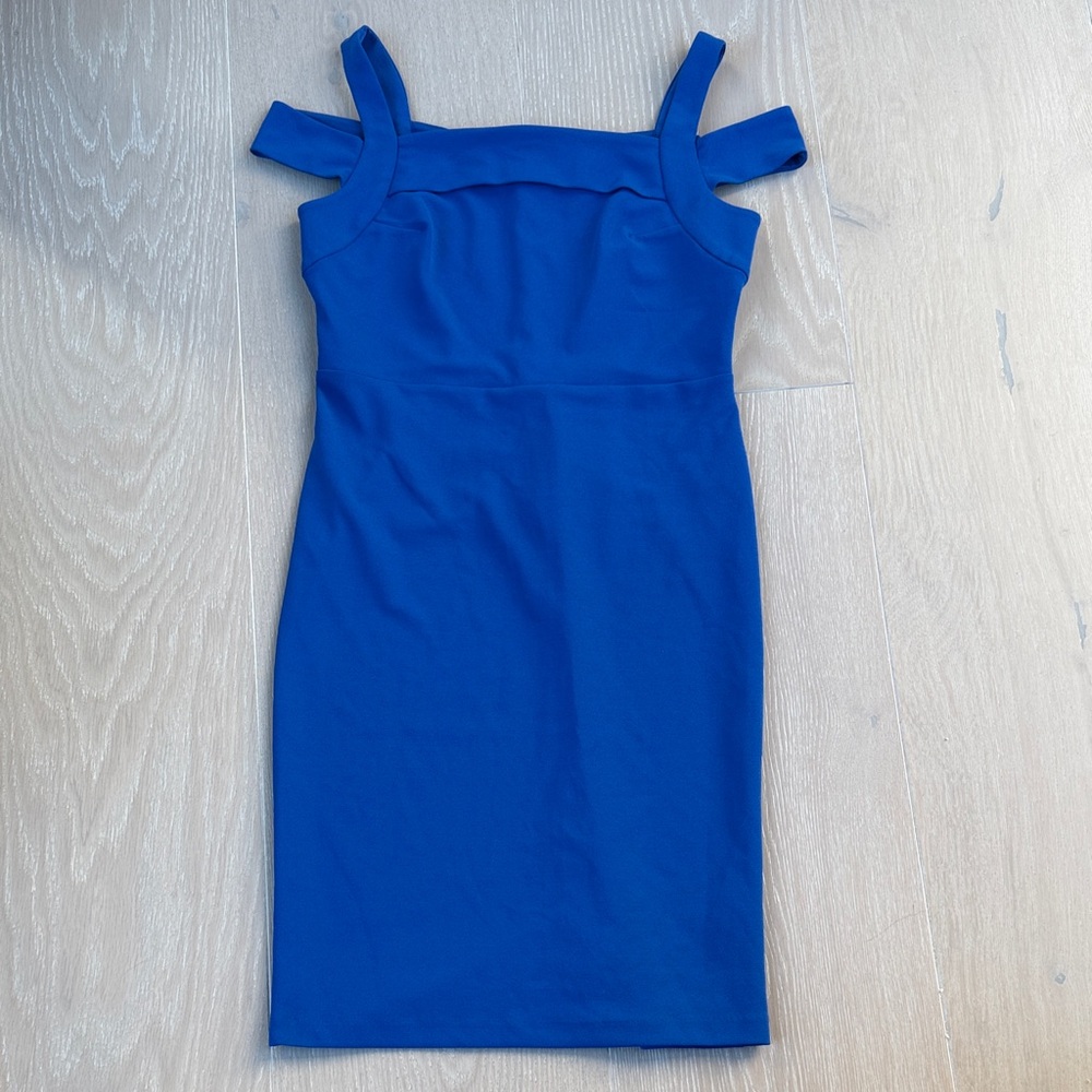 Beige by eci Strapless Royal Blue Dress